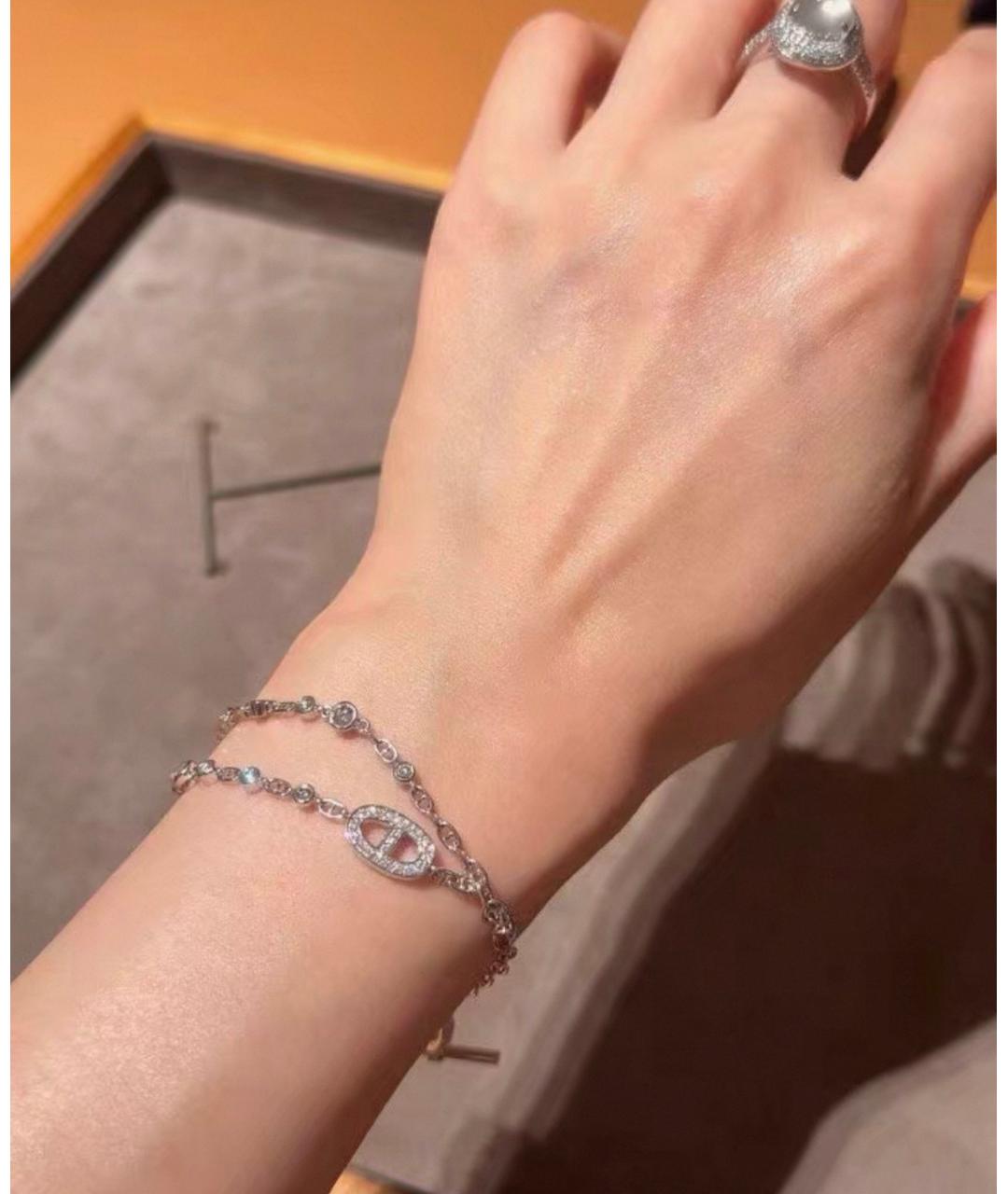 HERMES Серебрянный браслет из белого золота, фото 5