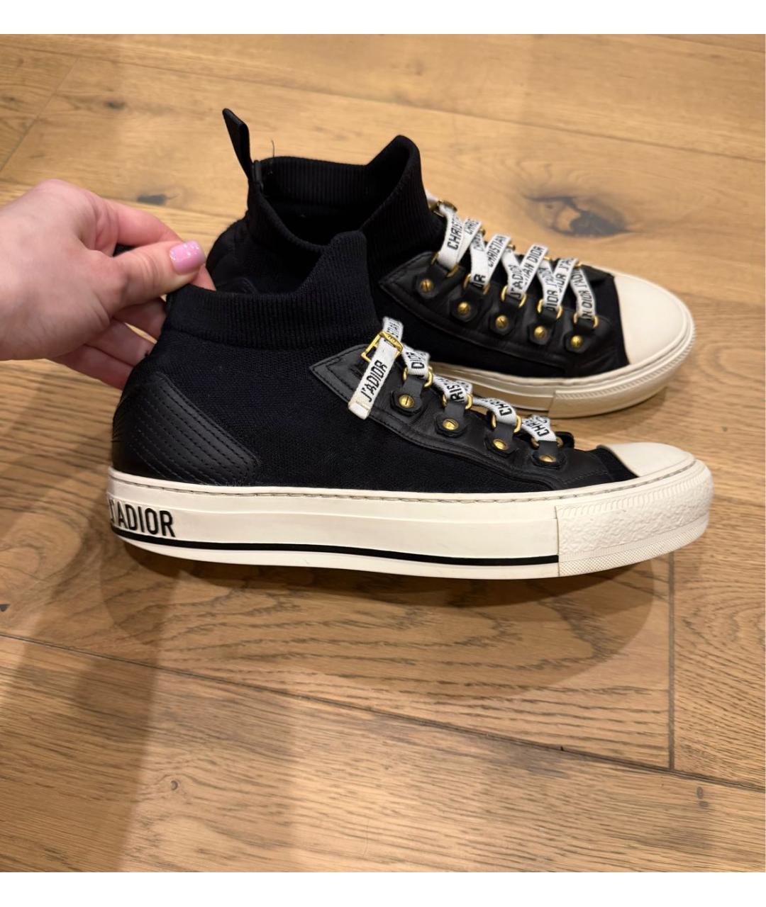 CHRISTIAN DIOR Черные текстильные кеды, фото 3