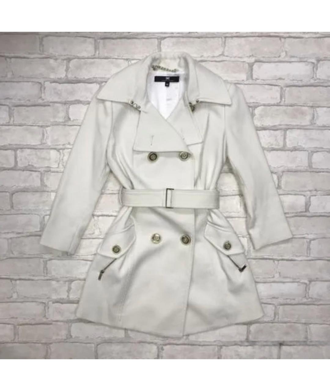 ELISABETTA FRANCHI Белое полиэстеровое пальто, фото 6