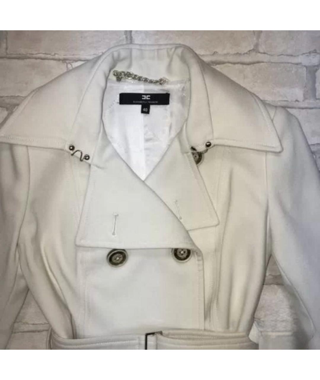 ELISABETTA FRANCHI Белое полиэстеровое пальто, фото 3