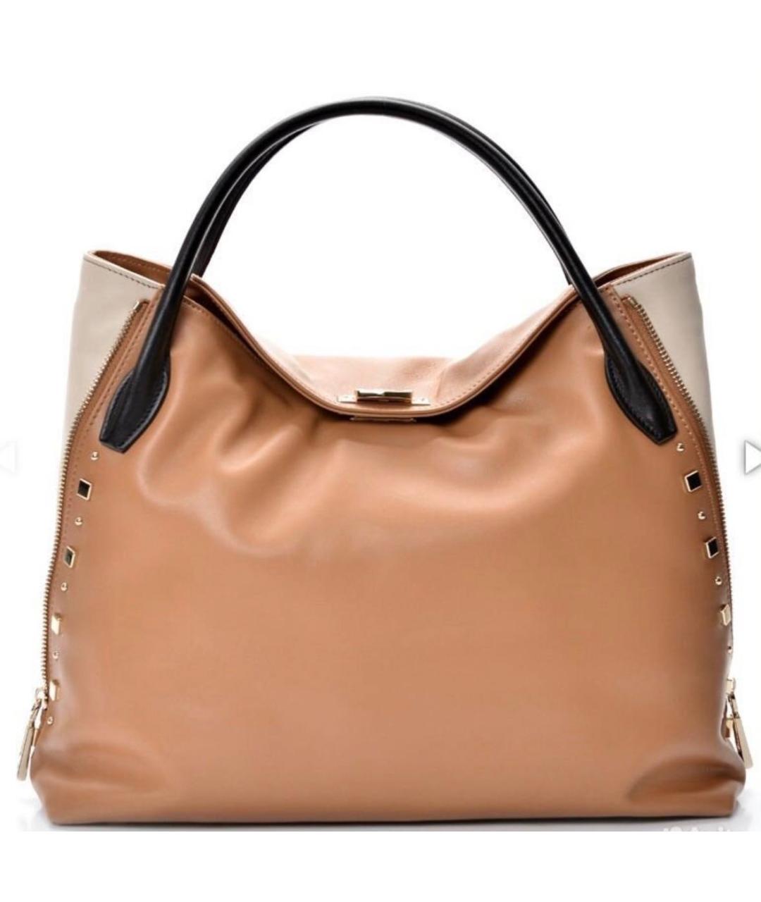 CAVALLI CLASS Бежевая кожаная сумка через плечо, фото 1