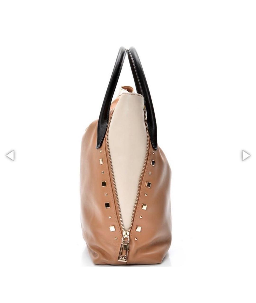 CAVALLI CLASS Бежевая кожаная сумка через плечо, фото 2