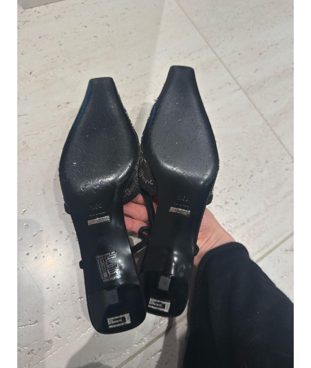 GUCCI Черные текстильные босоножки, фото 5