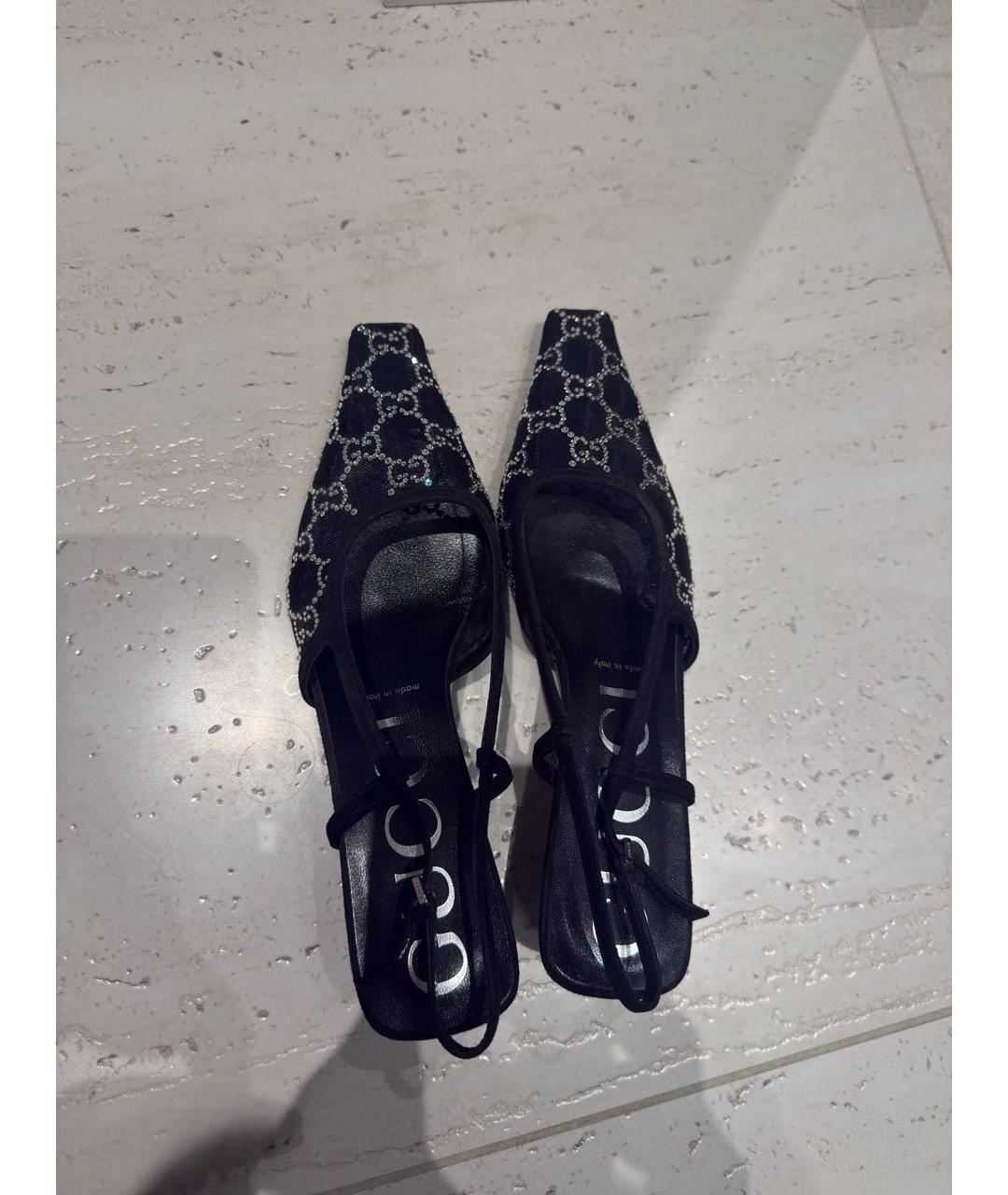 GUCCI Черные текстильные босоножки, фото 2