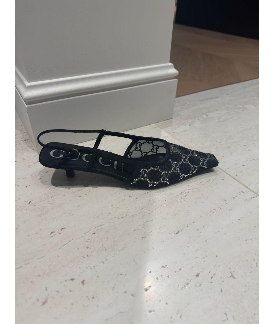 GUCCI Черные текстильные босоножки, фото 6
