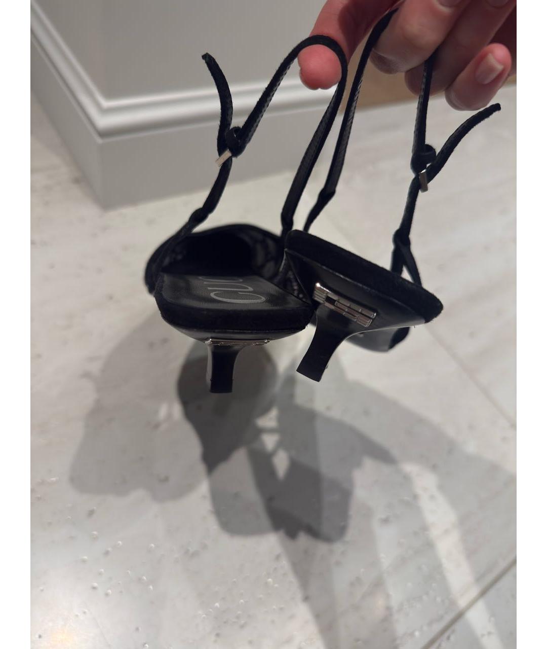 GUCCI Черные текстильные босоножки, фото 4