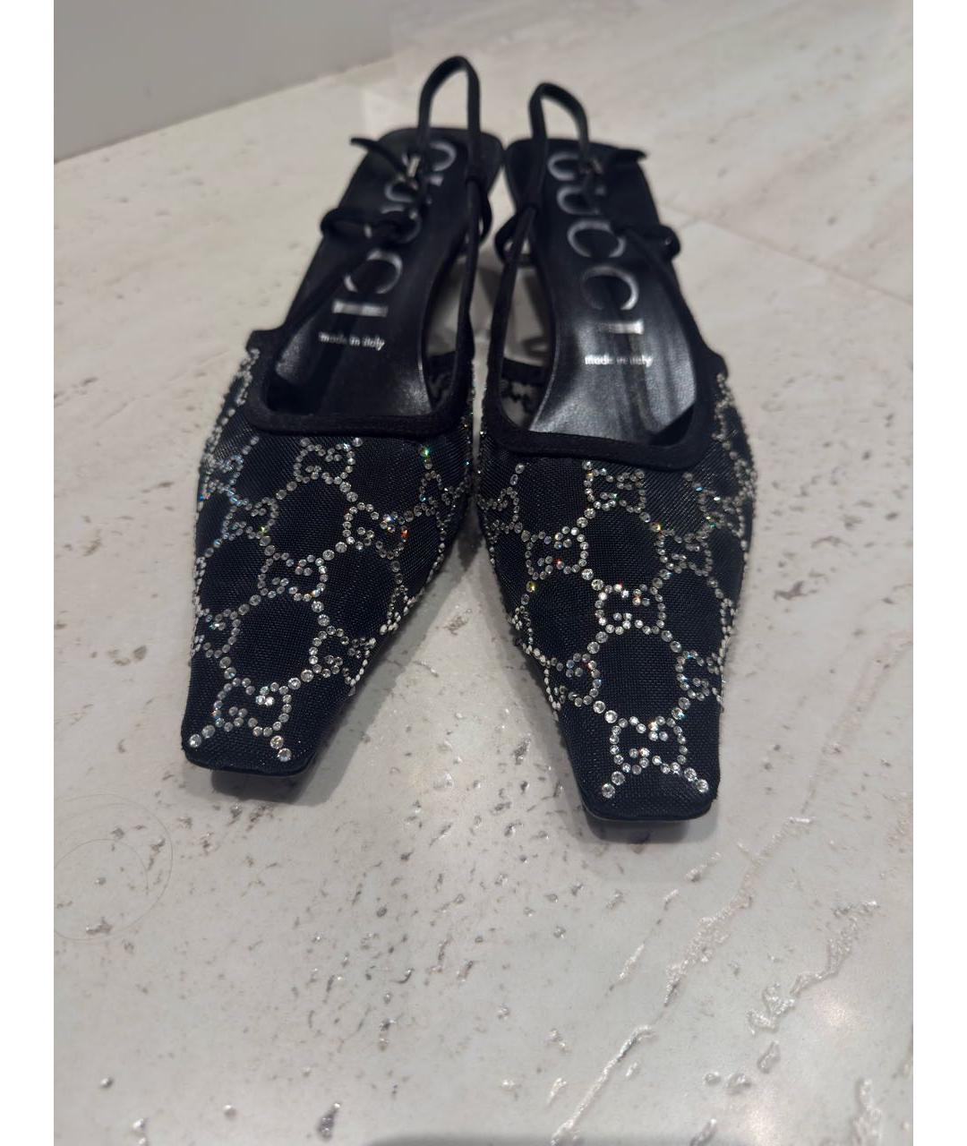 GUCCI Черные текстильные босоножки, фото 3