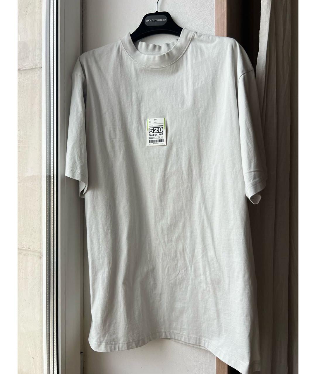 BALENCIAGA Серая хлопковая футболка, фото 9