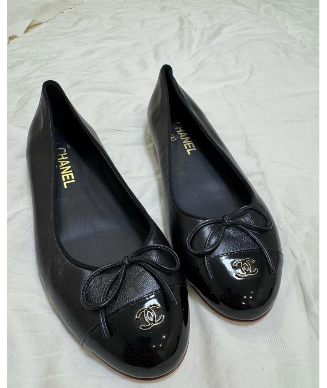 CHANEL Черные кожаные балетки, фото 4