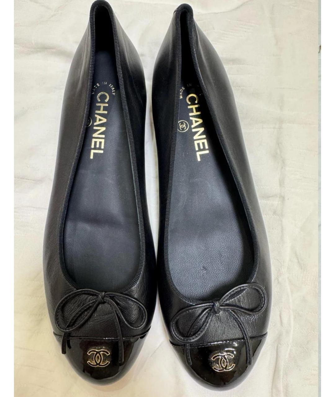 CHANEL Черные кожаные балетки, фото 5