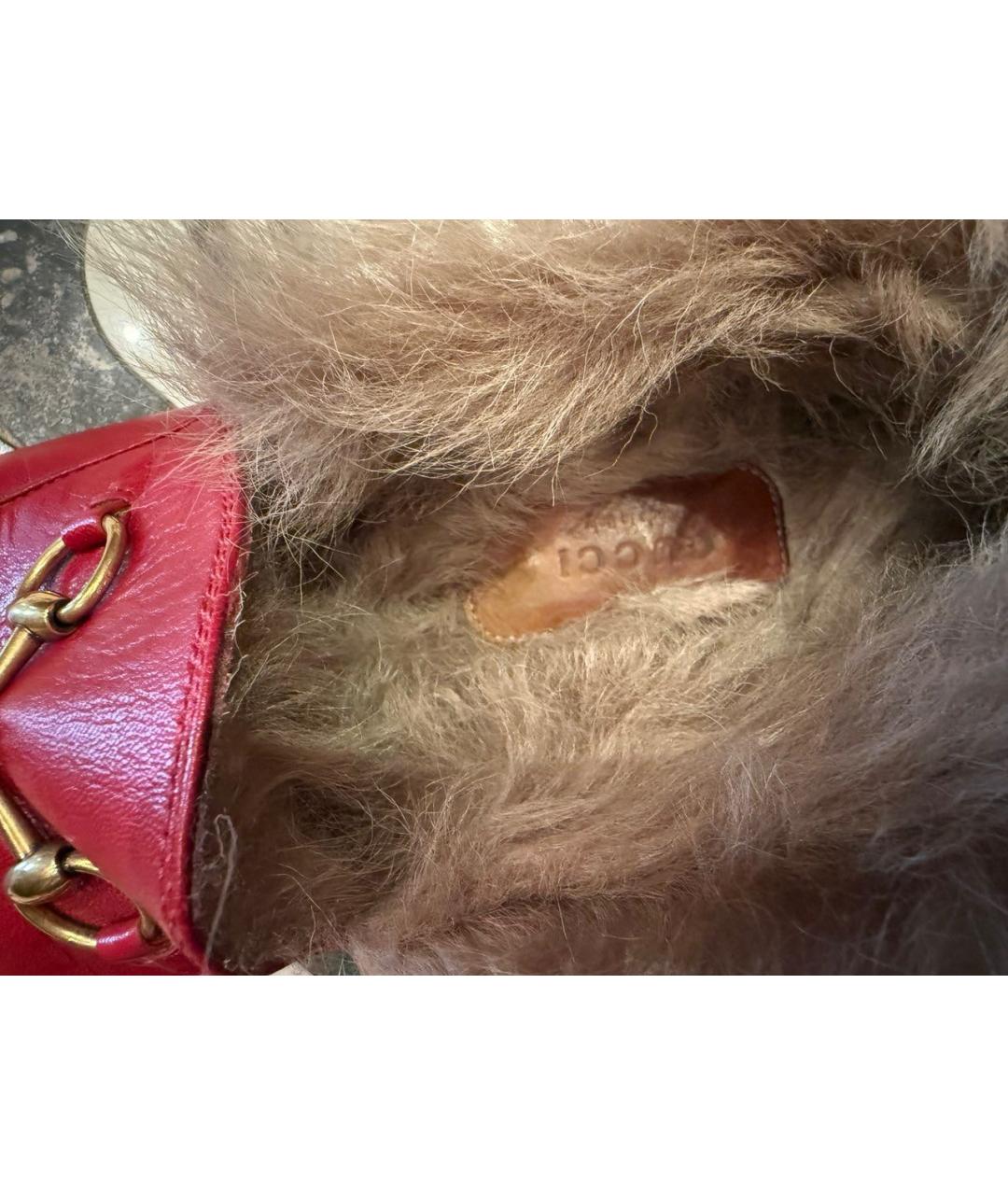 GUCCI Красные кожаные мюли, фото 4