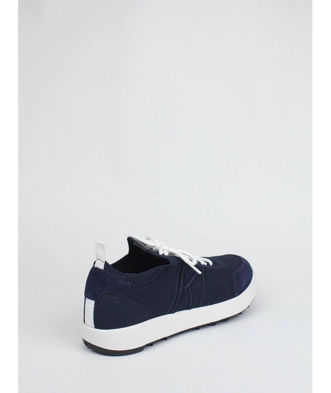 KITON Темно-синие текстильные низкие кроссовки / кеды, фото 4