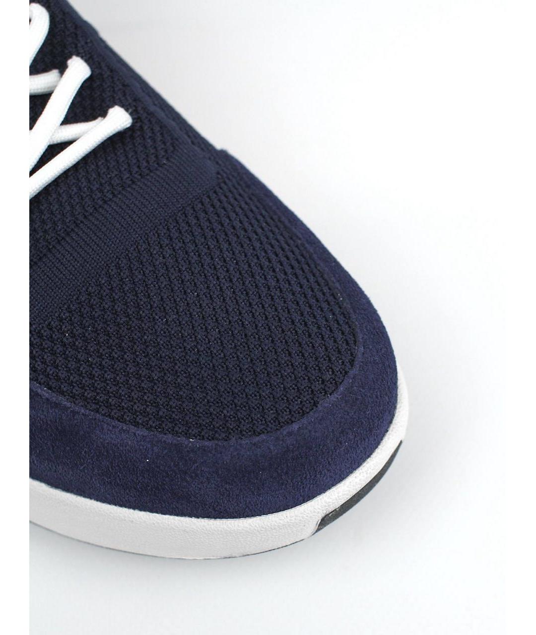 KITON Темно-синие текстильные низкие кроссовки / кеды, фото 8