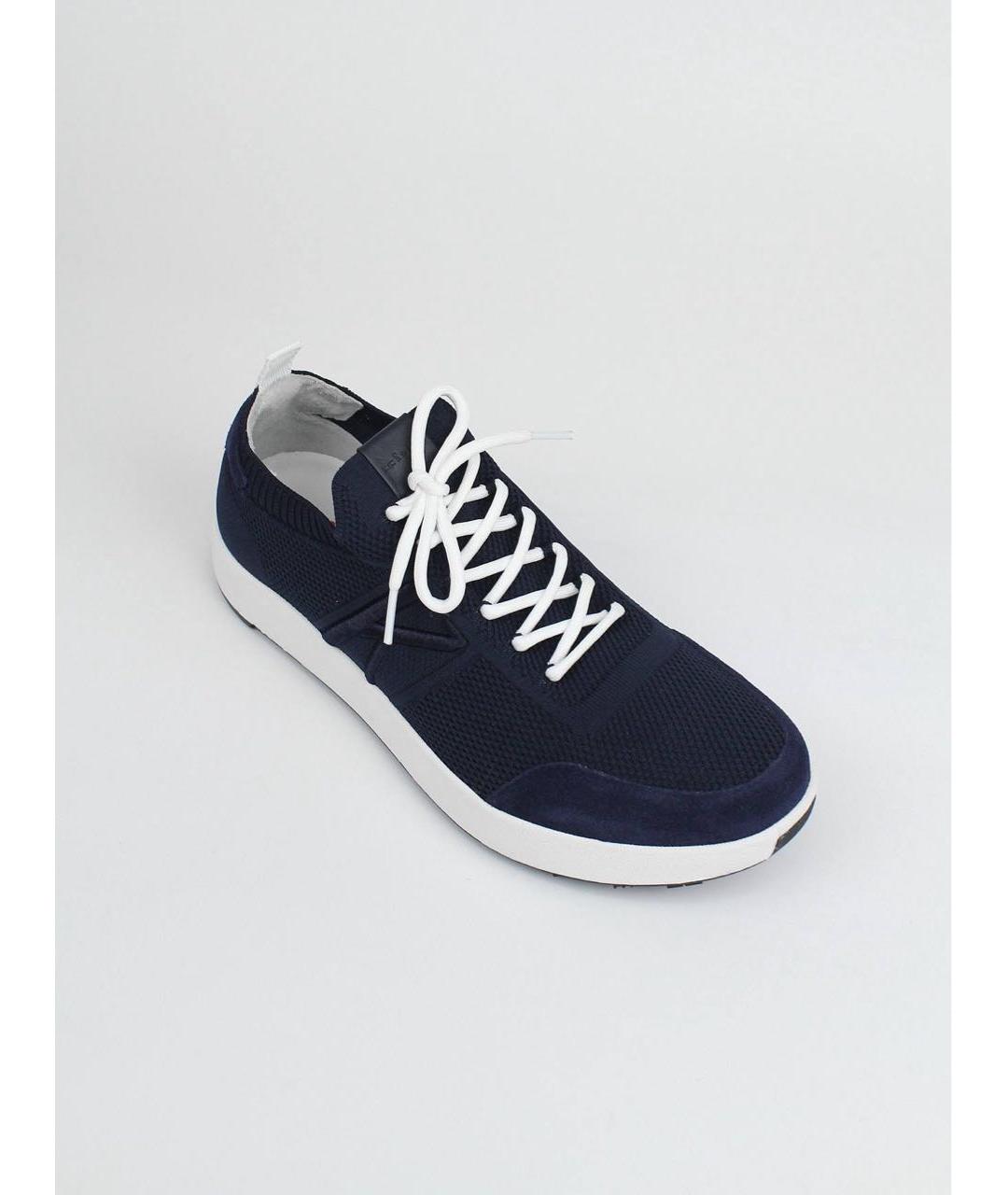 KITON Темно-синие текстильные низкие кроссовки / кеды, фото 3