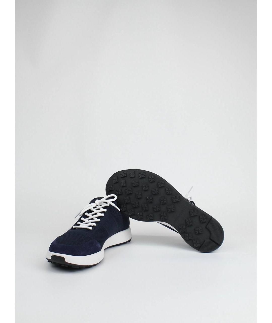 KITON Темно-синие текстильные низкие кроссовки / кеды, фото 7