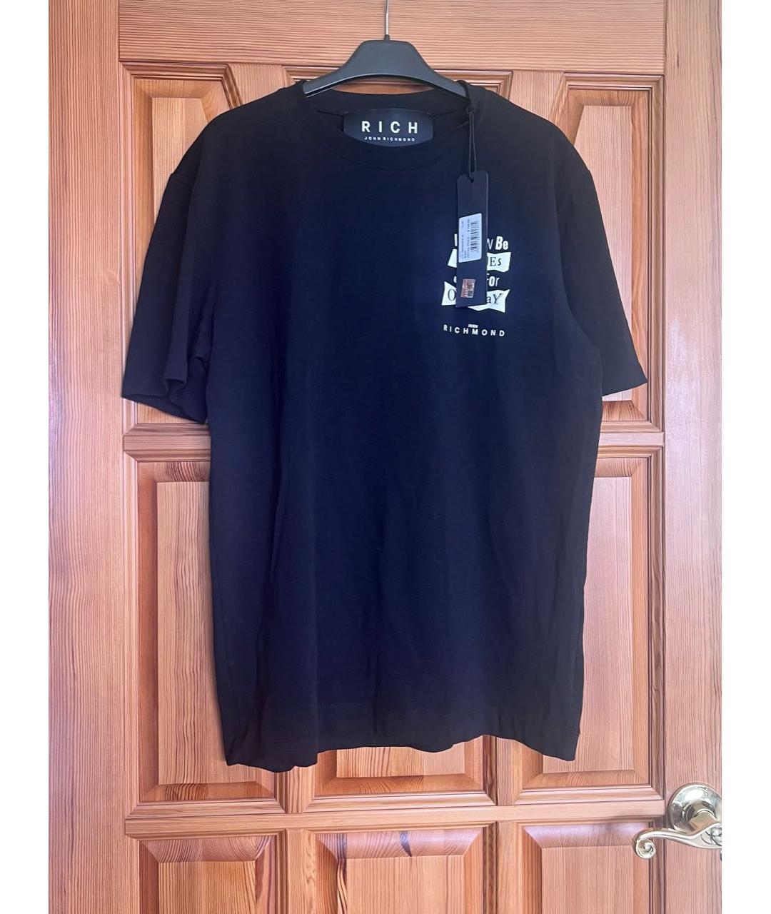JOHN RICHMOND Черная хлопко-эластановая футболка, фото 4