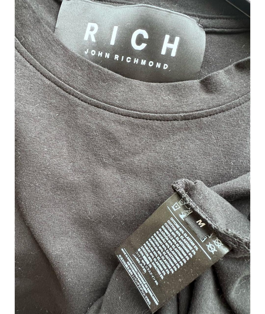 JOHN RICHMOND Черная хлопко-эластановая футболка, фото 3