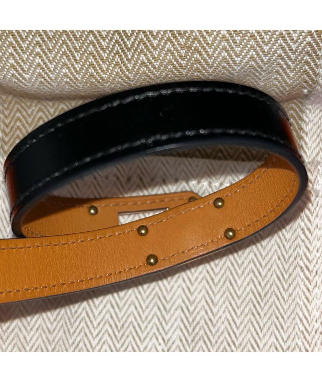 HERMES Черный кожаный браслет, фото 3