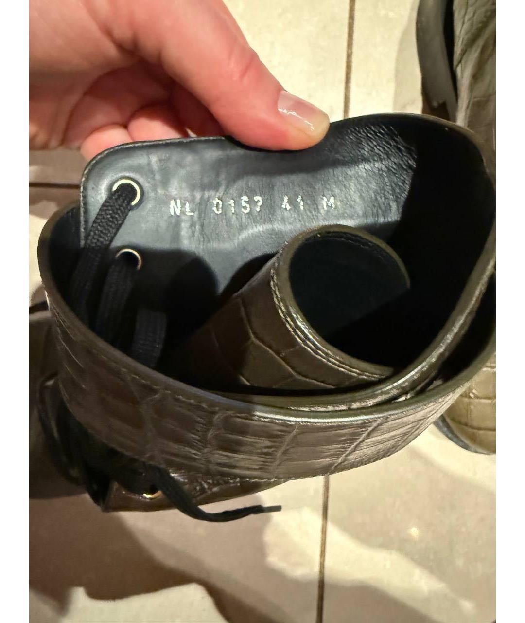 LOUIS VUITTON Хаки ботинки из лакированной кожи, фото 4