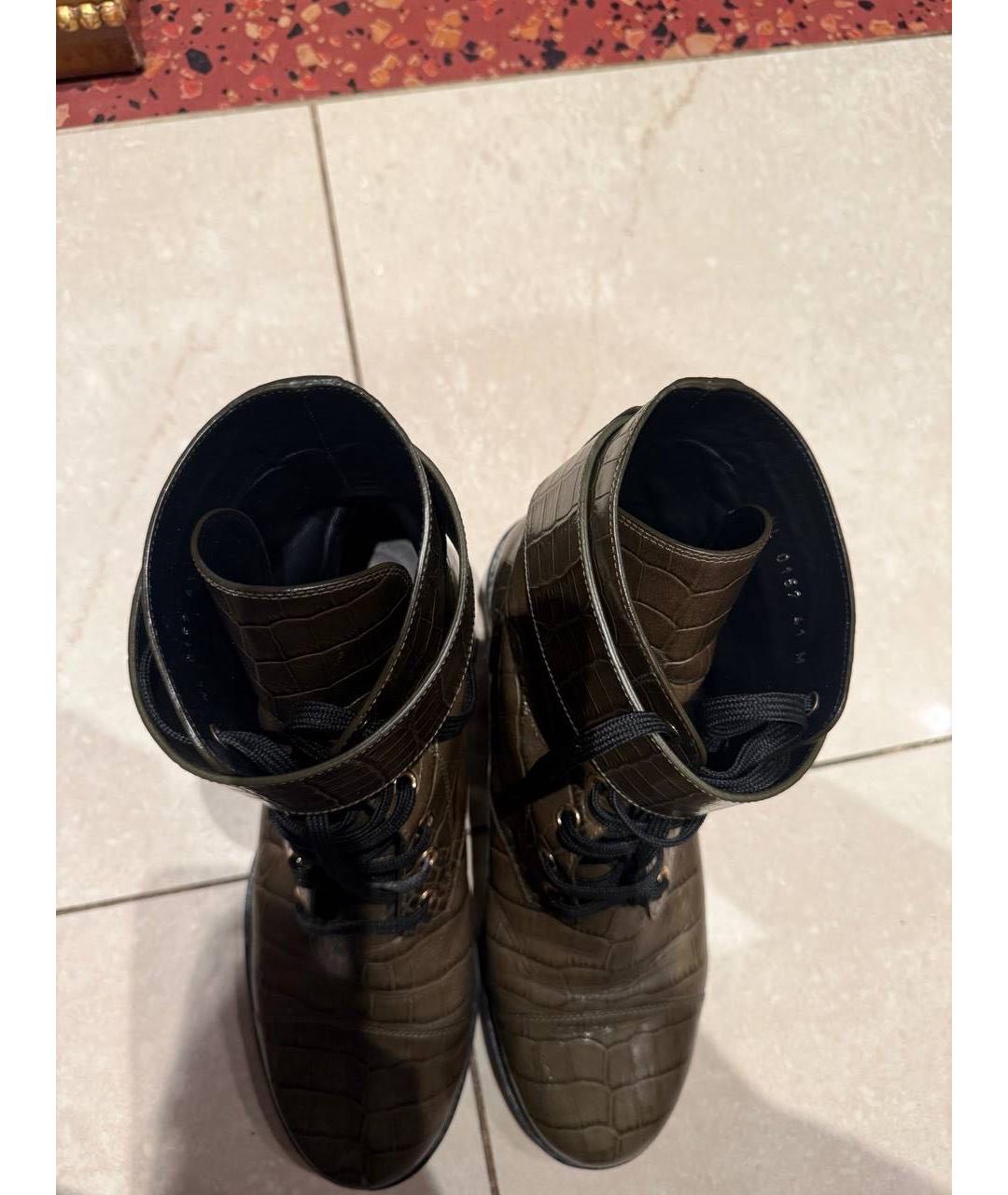 LOUIS VUITTON Хаки ботинки из лакированной кожи, фото 3