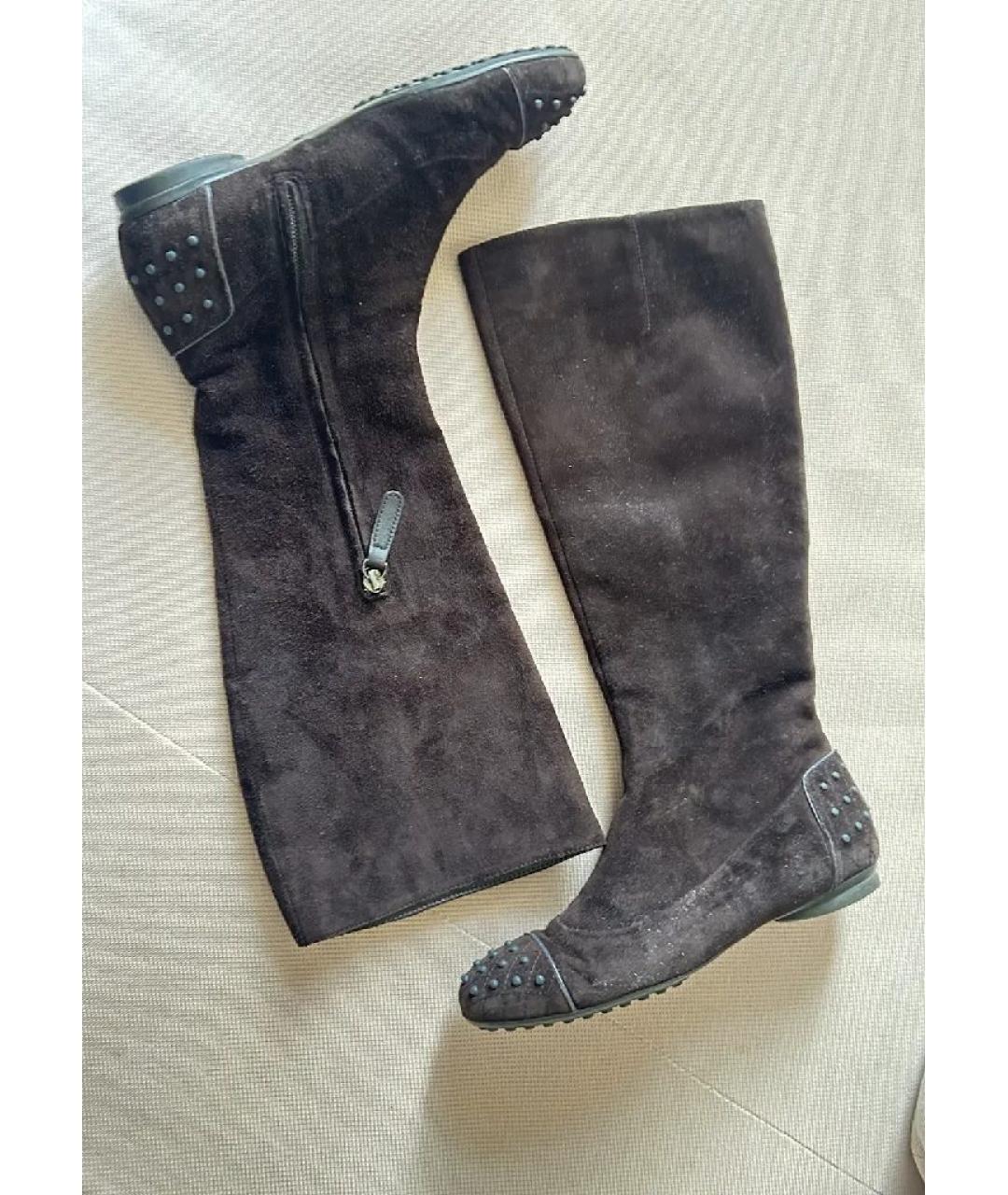 TOD'S Коричневые замшевые сапоги, фото 3