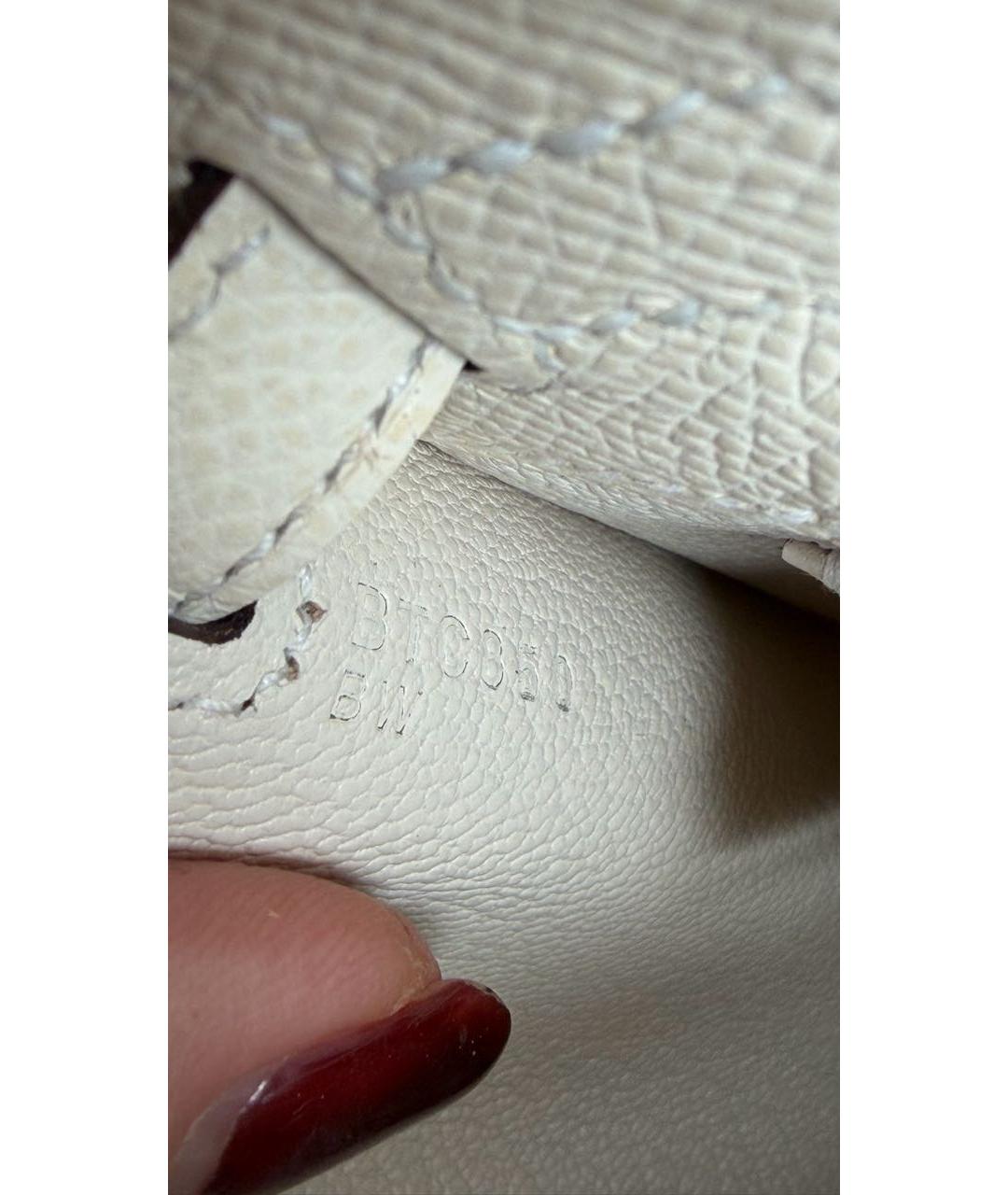 HERMES Бежевая кожаная сумка с короткими ручками, фото 3