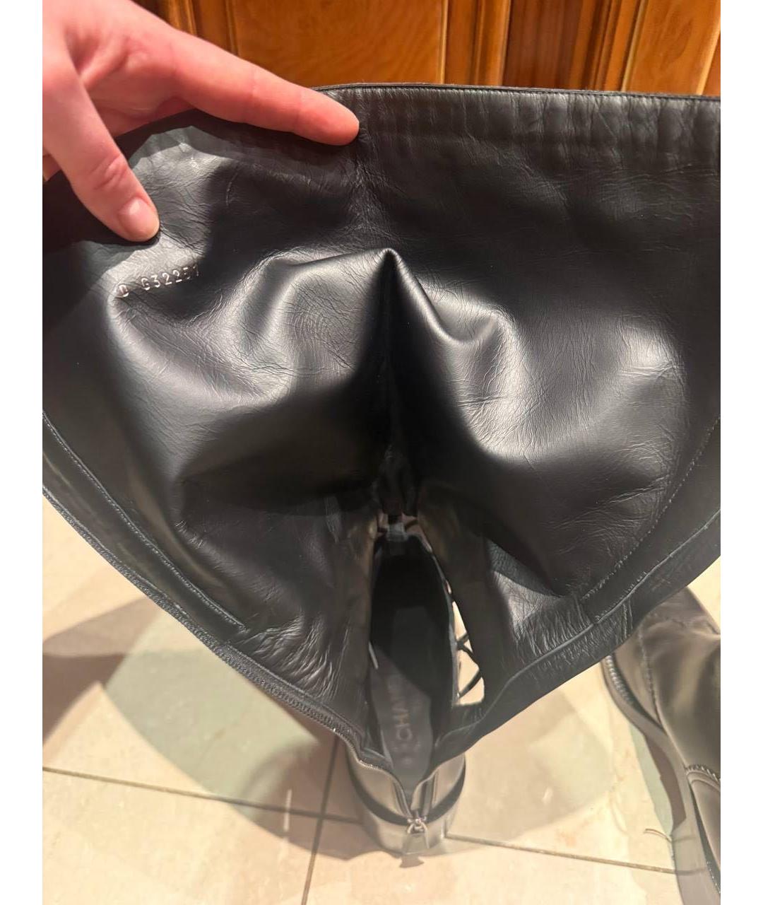 CHANEL Черные кожаные сапоги, фото 4