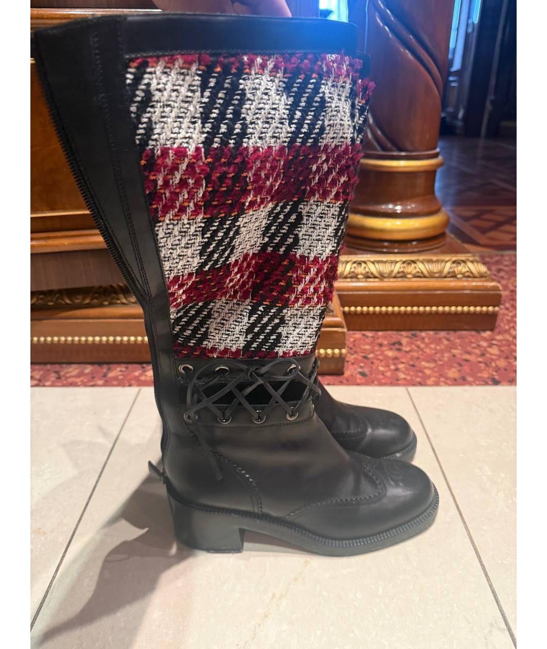 CHANEL Черные кожаные сапоги, фото 5