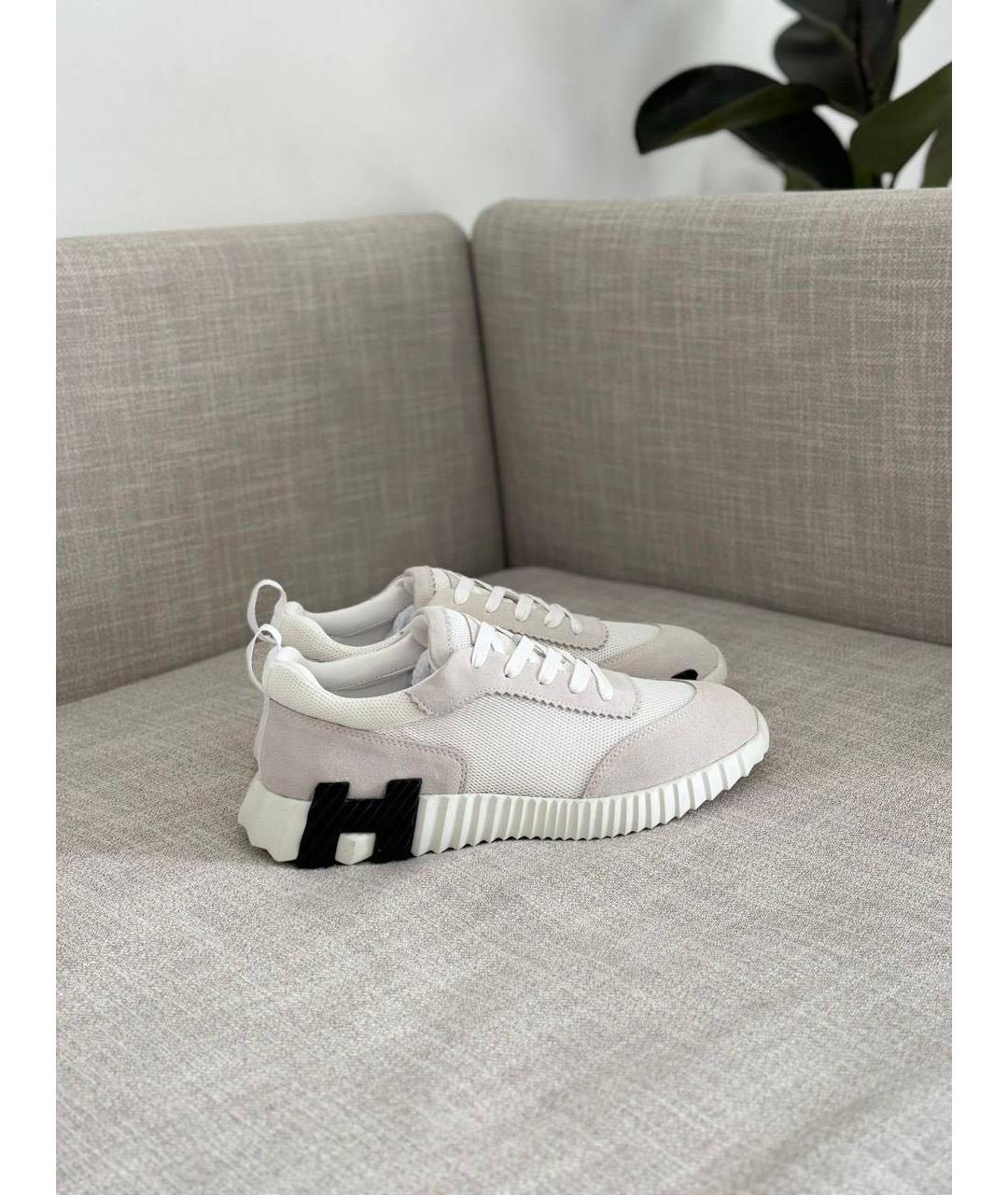 HERMES Белые текстильные кроссовки, фото 7