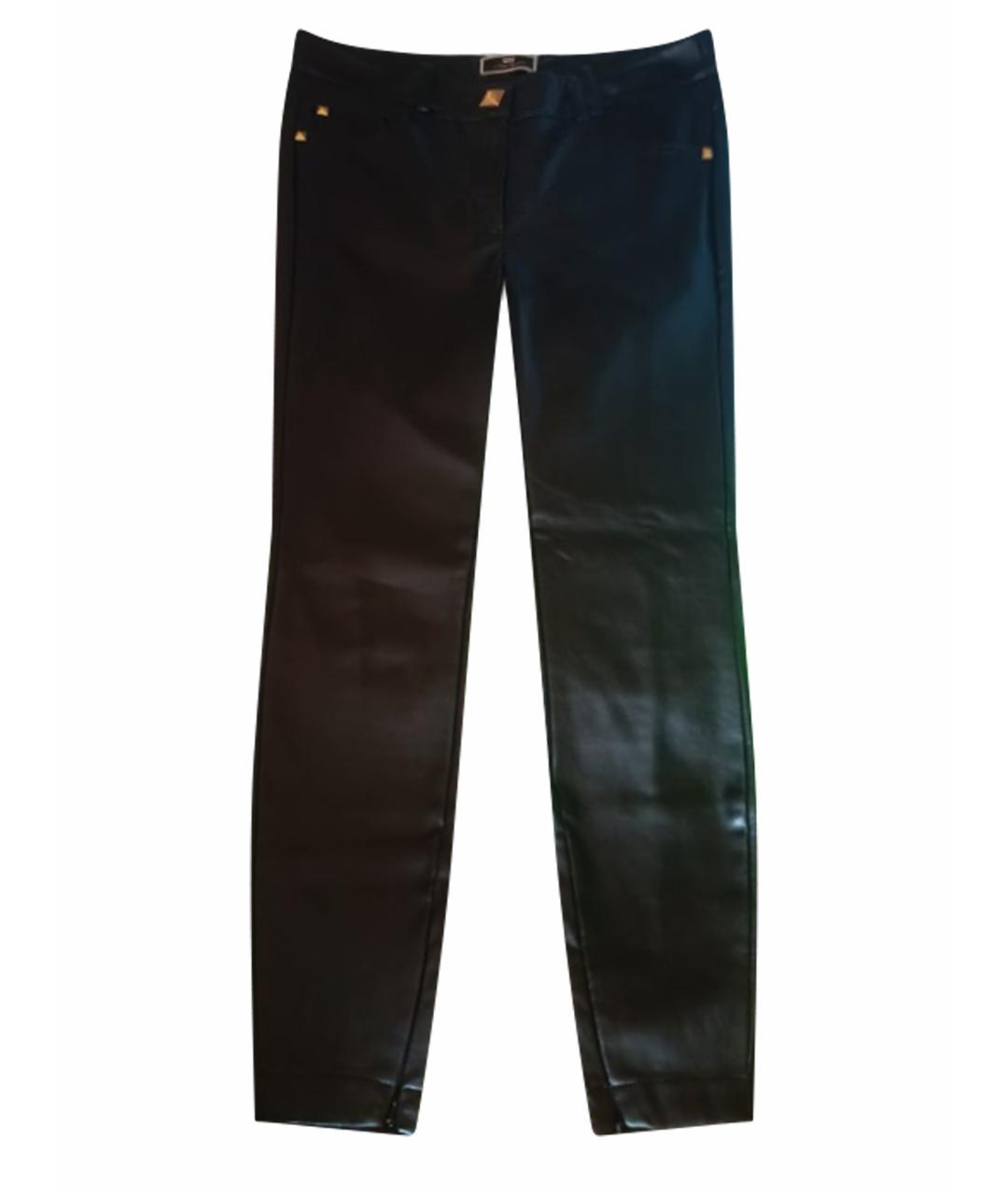 ELISABETTA FRANCHI Черные кожаные брюки узкие, фото 1