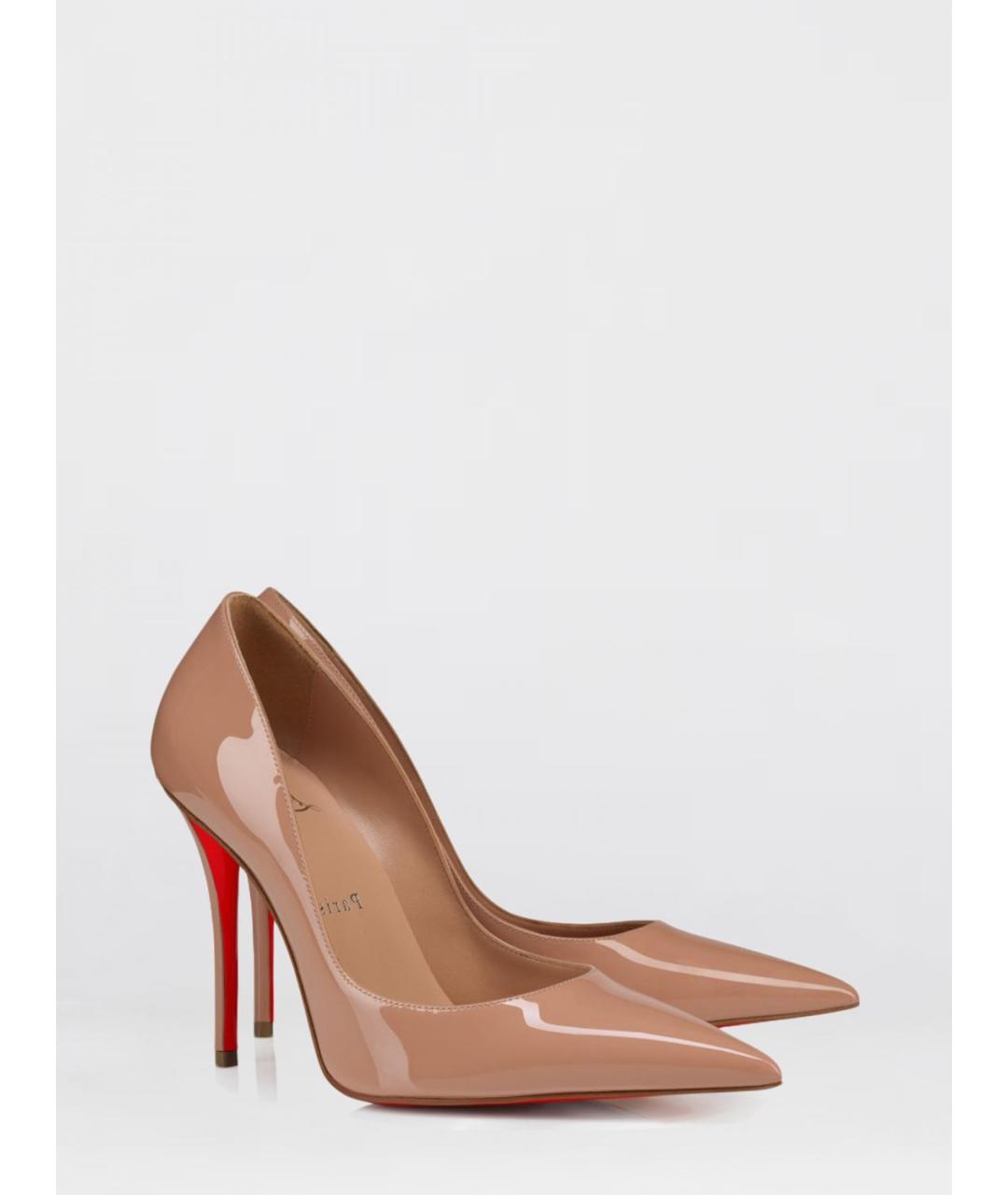 CHRISTIAN LOUBOUTIN Бежевые туфли из лакированной кожи, фото 2