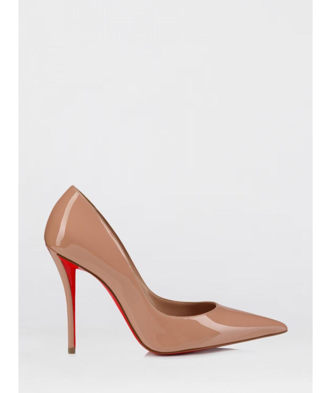 CHRISTIAN LOUBOUTIN Бежевые туфли из лакированной кожи, фото 5