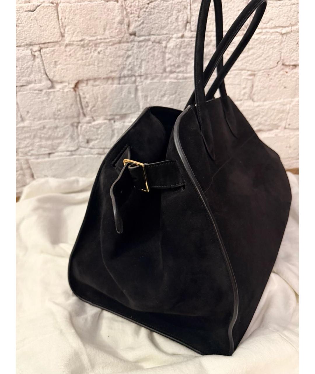THE ROW Черная замшевая сумка с короткими ручками, фото 5