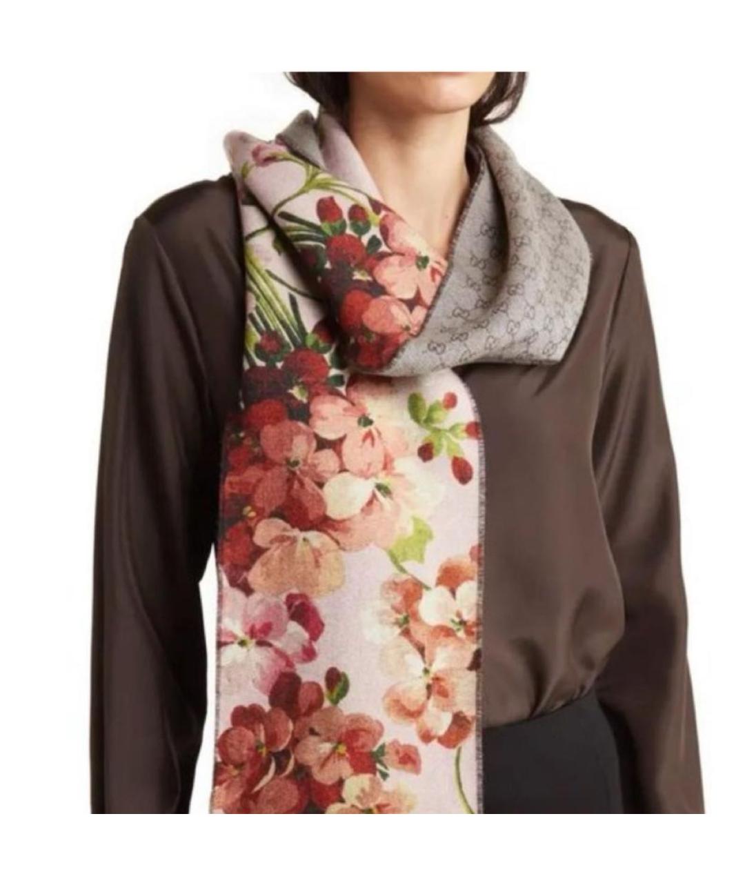 GUCCI Антрацитовый шерстяной платок, фото 5