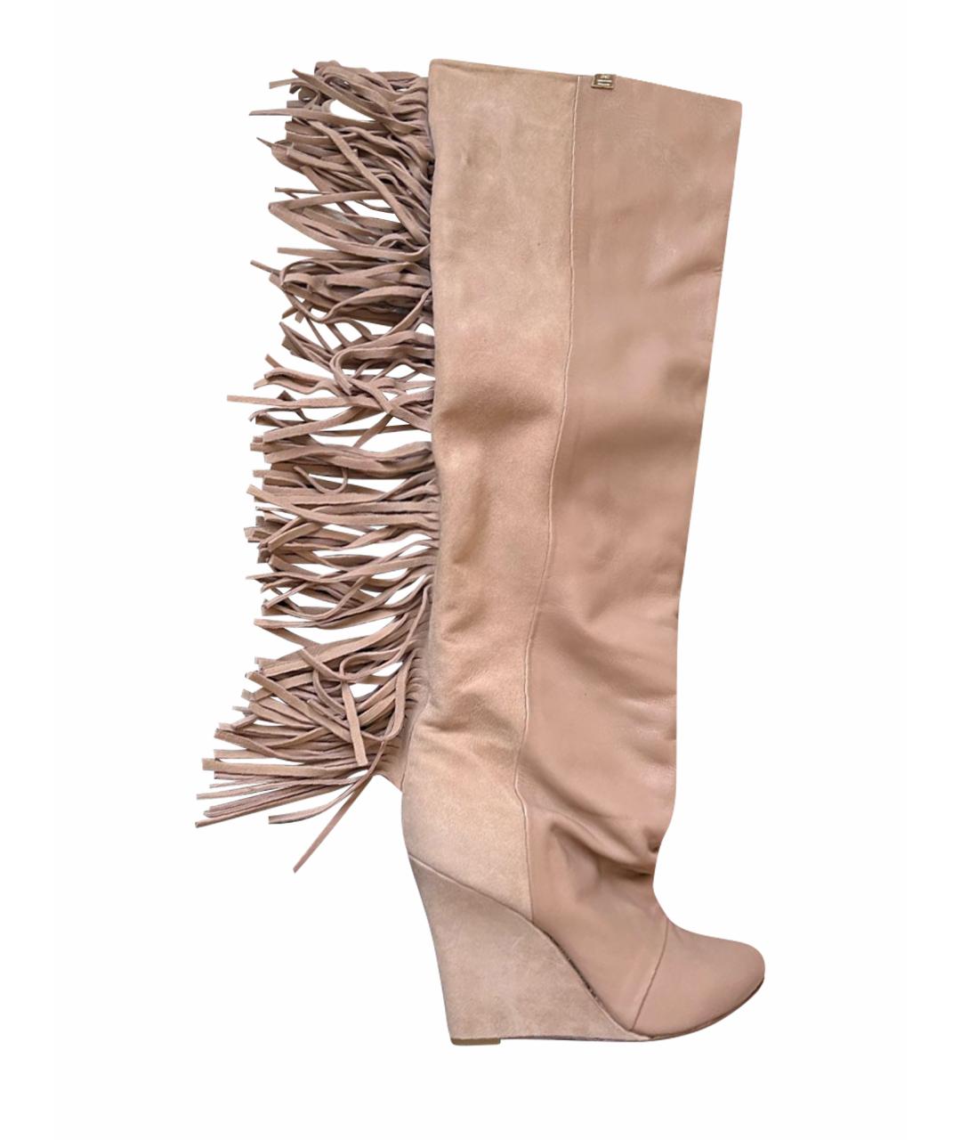 ELISABETTA FRANCHI Бежевые кожаные сапоги, фото 1