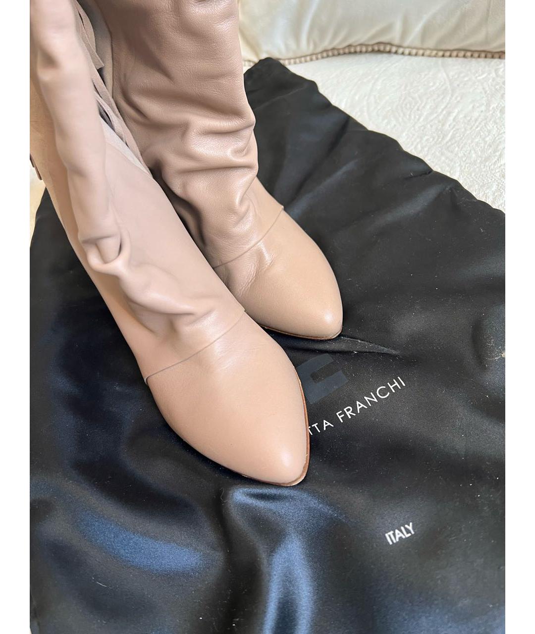 ELISABETTA FRANCHI Бежевые кожаные сапоги, фото 3
