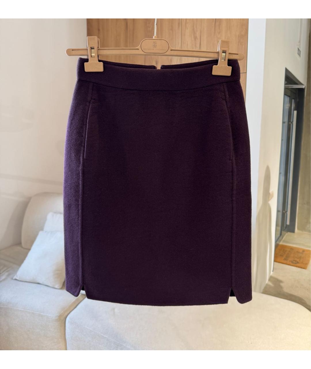 LORO PIANA Фиолетовая кашемировая юбка мини, фото 5
