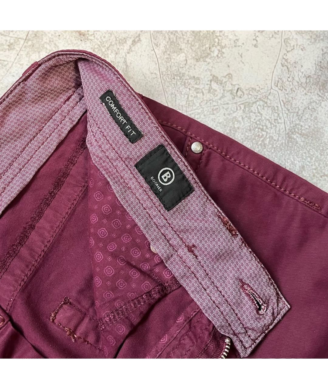 BOGNER Бордовые хлопковые повседневные брюки, фото 5