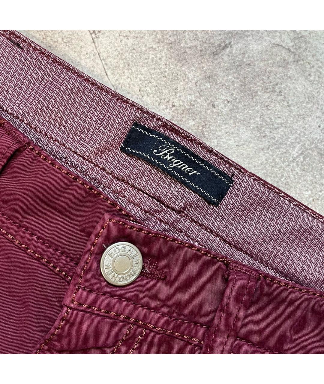 BOGNER Бордовые хлопковые повседневные брюки, фото 4