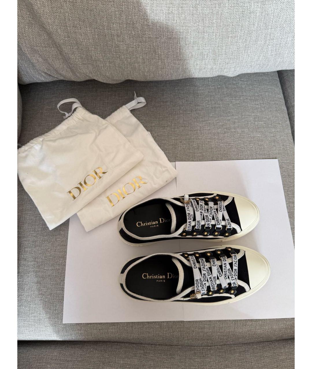 CHRISTIAN DIOR Черные текстильные кеды, фото 3