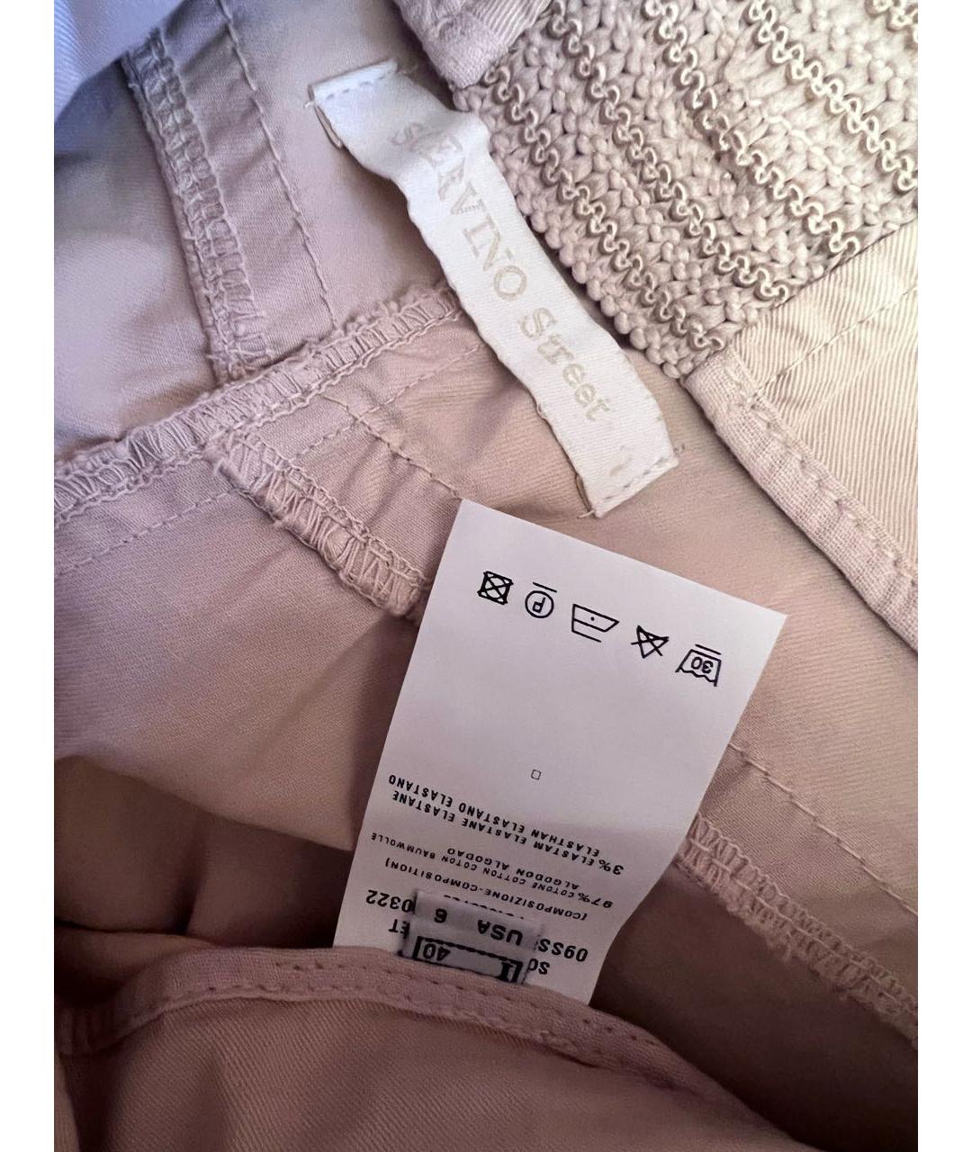 ERMANNO SCERVINO Бежевые хлопко-эластановые прямые брюки, фото 3