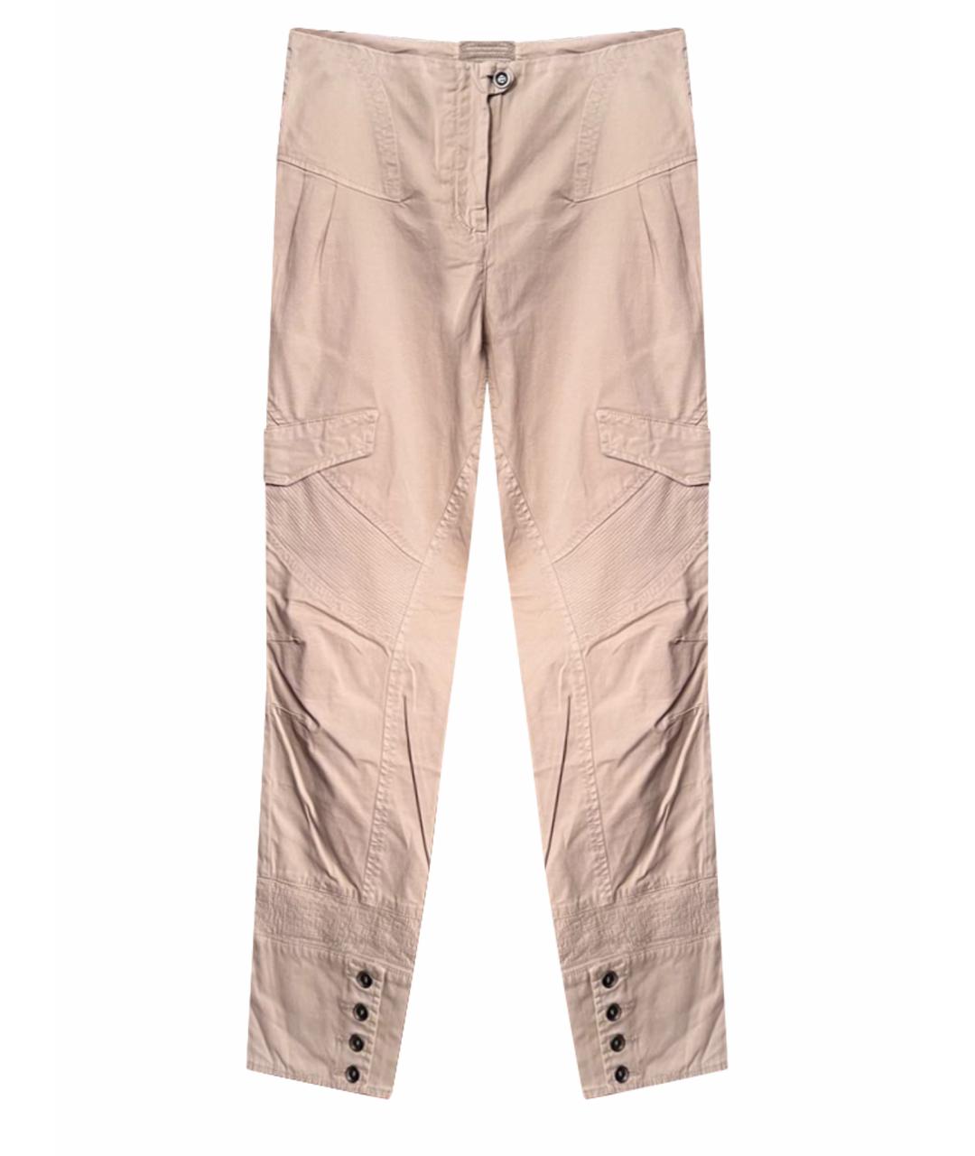 ERMANNO SCERVINO Бежевые хлопко-эластановые прямые брюки, фото 1