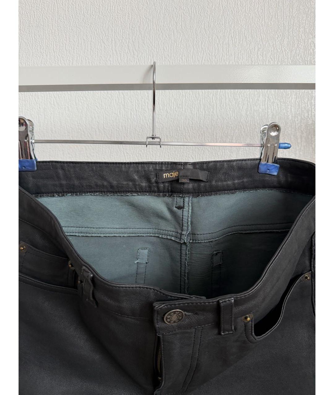 MAJE Черные кожаные брюки узкие, фото 3