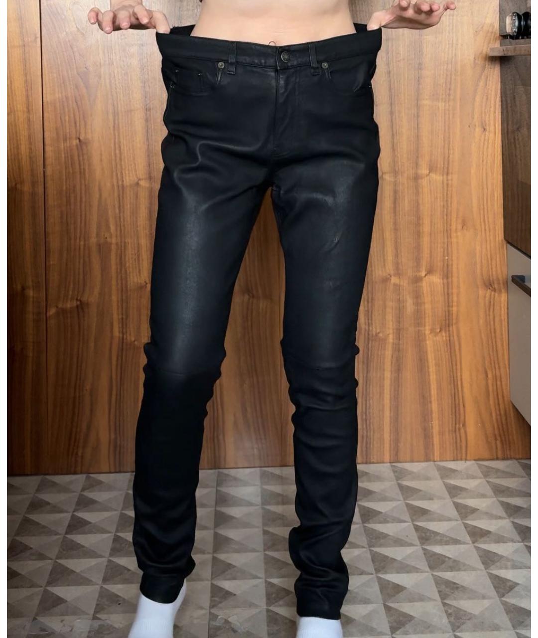 MAJE Черные кожаные брюки узкие, фото 7