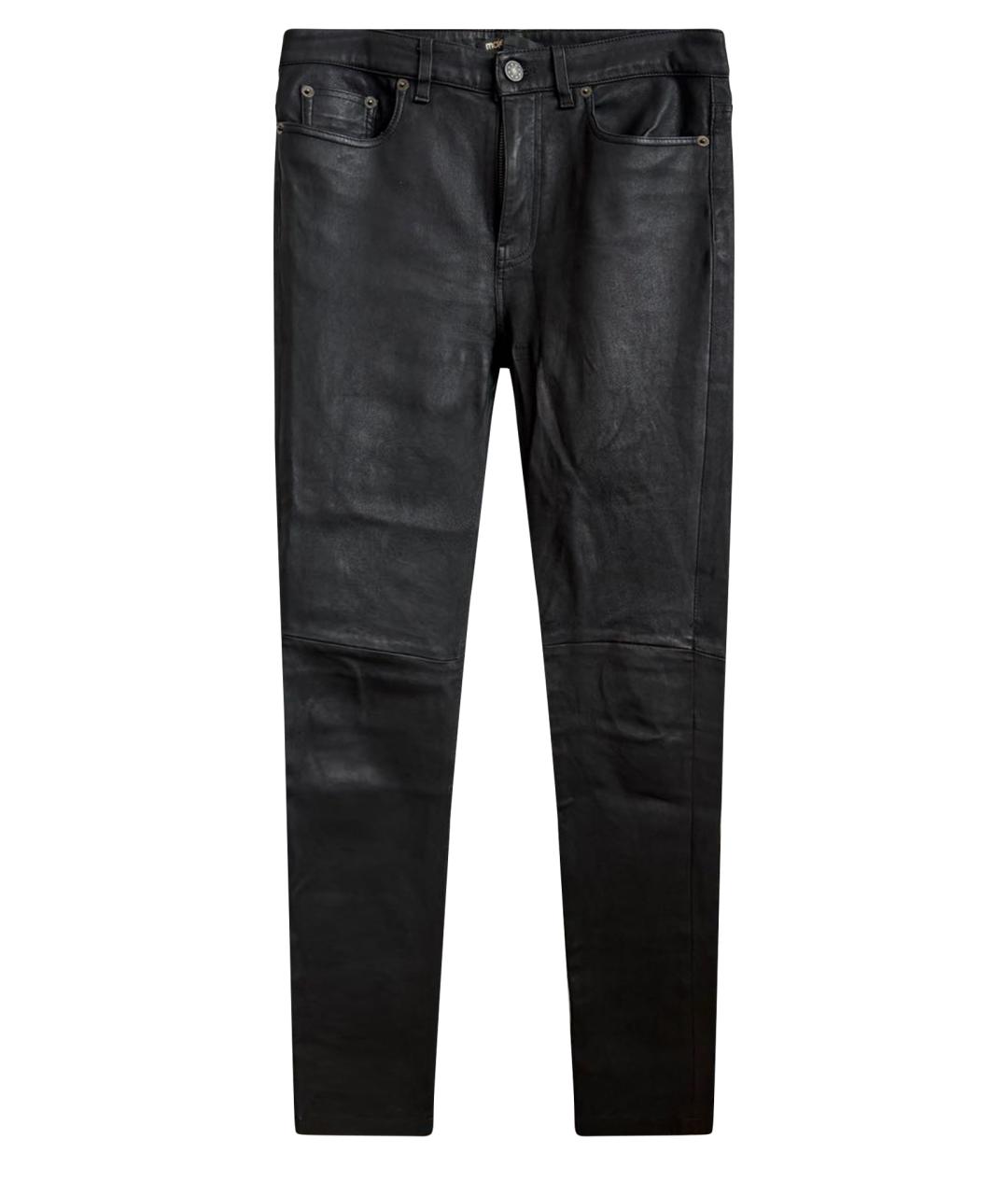 MAJE Черные кожаные брюки узкие, фото 1