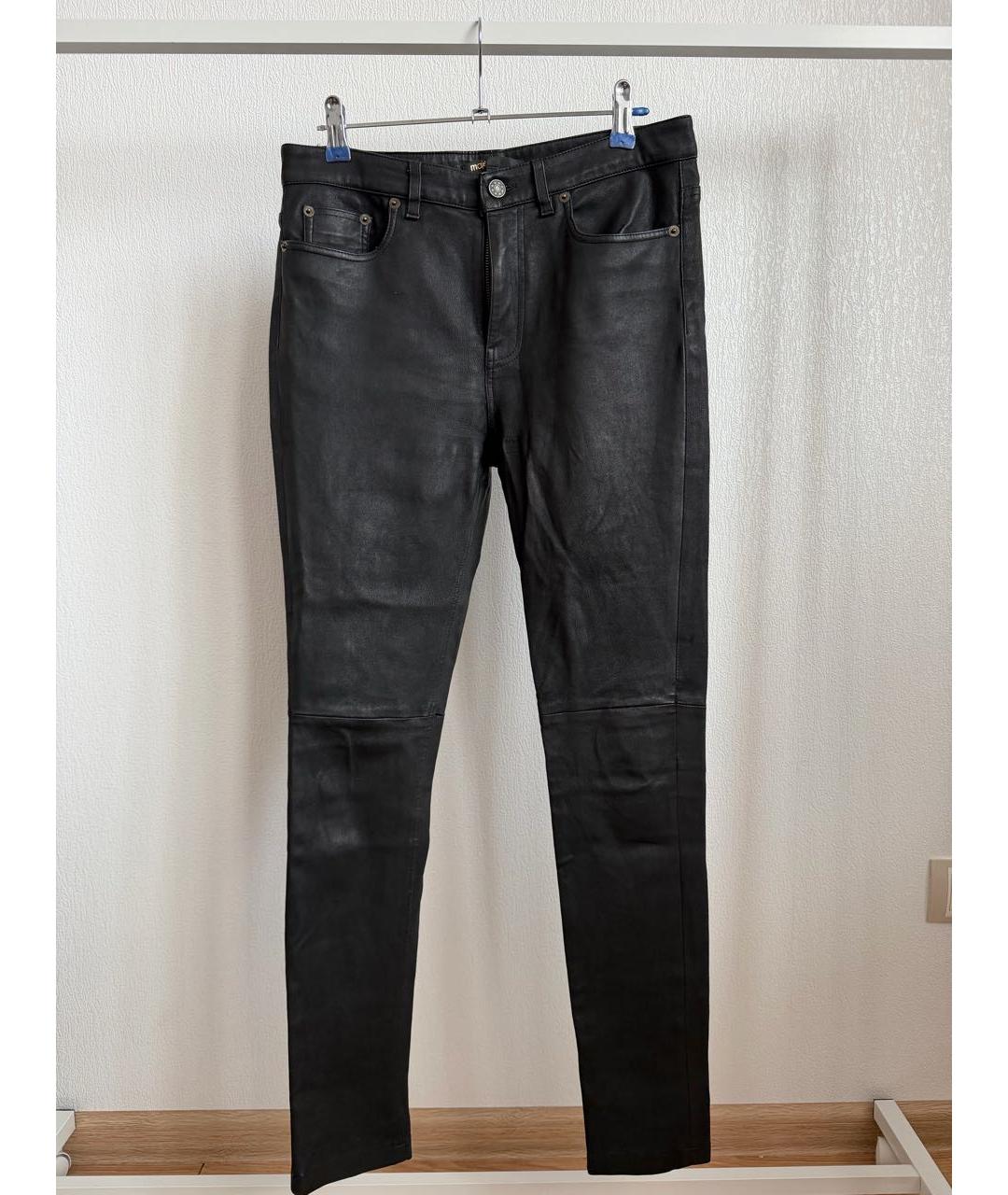 MAJE Черные кожаные брюки узкие, фото 8