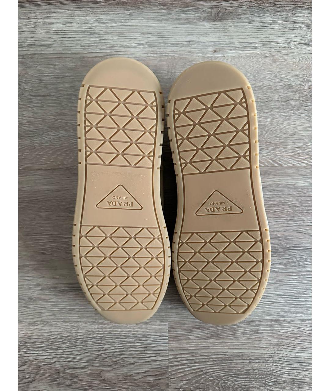 PRADA Бежевые кожаные кеды, фото 5