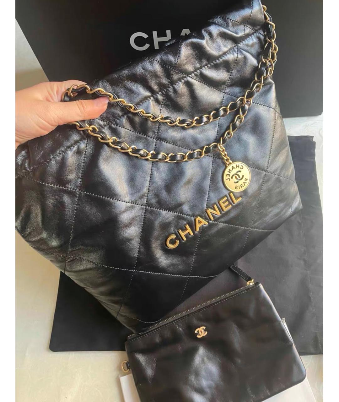 CHANEL Черная кожаная сумка через плечо, фото 3