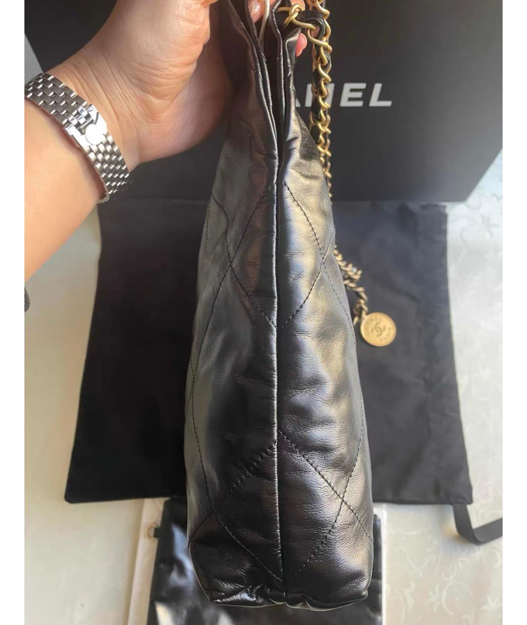 CHANEL Черная кожаная сумка через плечо, фото 5