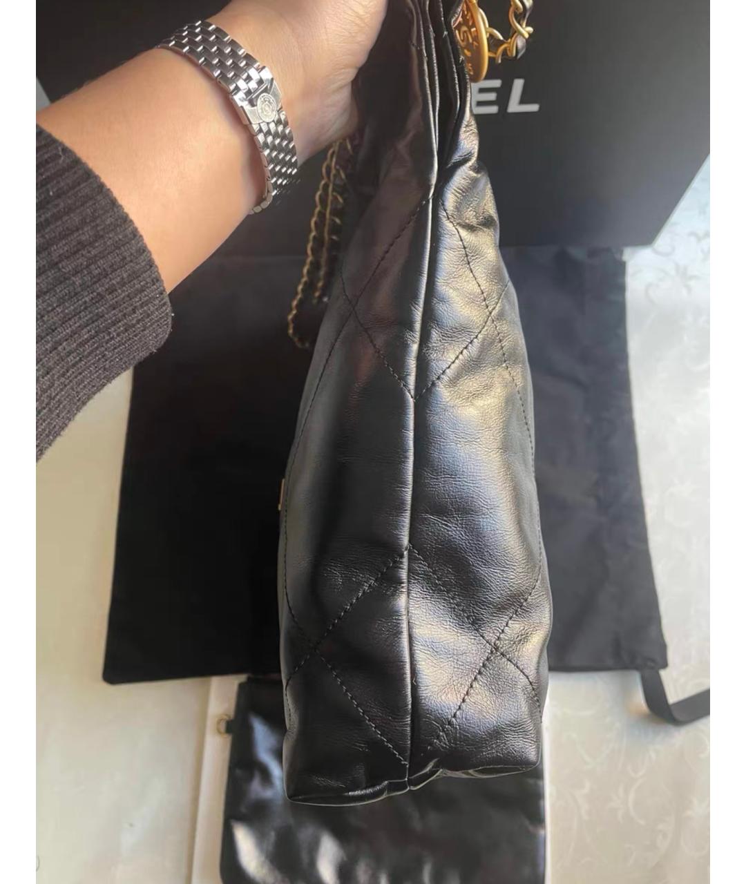 CHANEL Черная кожаная сумка через плечо, фото 6